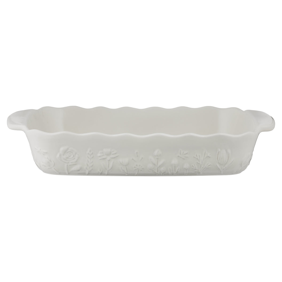 Mason Cash In The Meadow large baking dish in cream with an embossed floral pattern