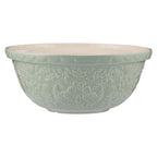 Mason Cash Home To Roost mixing bowl, 4L, in green with an embossed hen and folk pattern