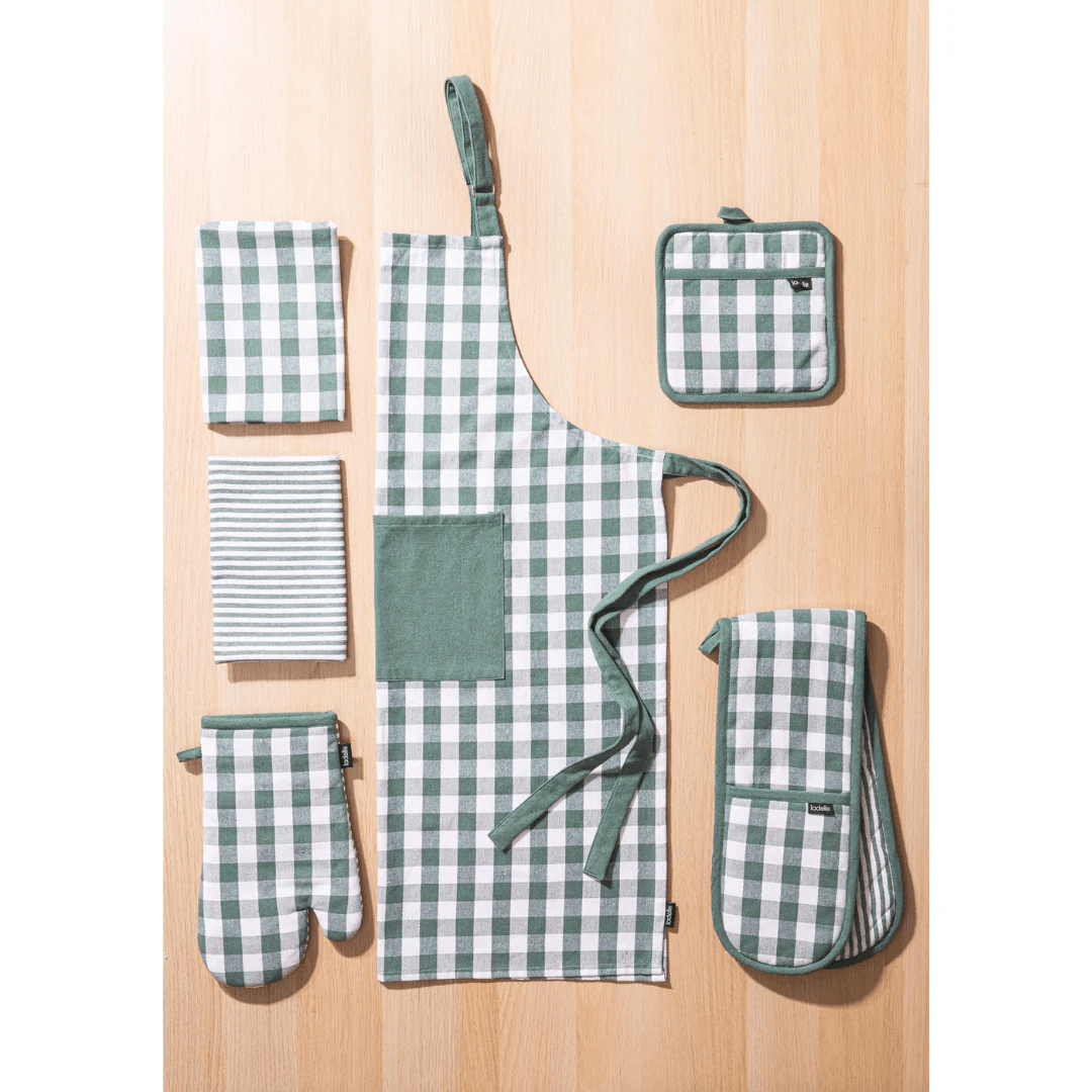 Ladelle Eco Gingham Green Oven Mitts
