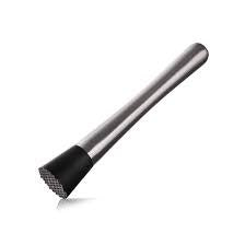 Vacu Vin cocktail muddler with a stainless steel handle and a black textured head