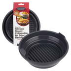 Daily Bake silicone round collapsible air fryer basket, shown on its retail card