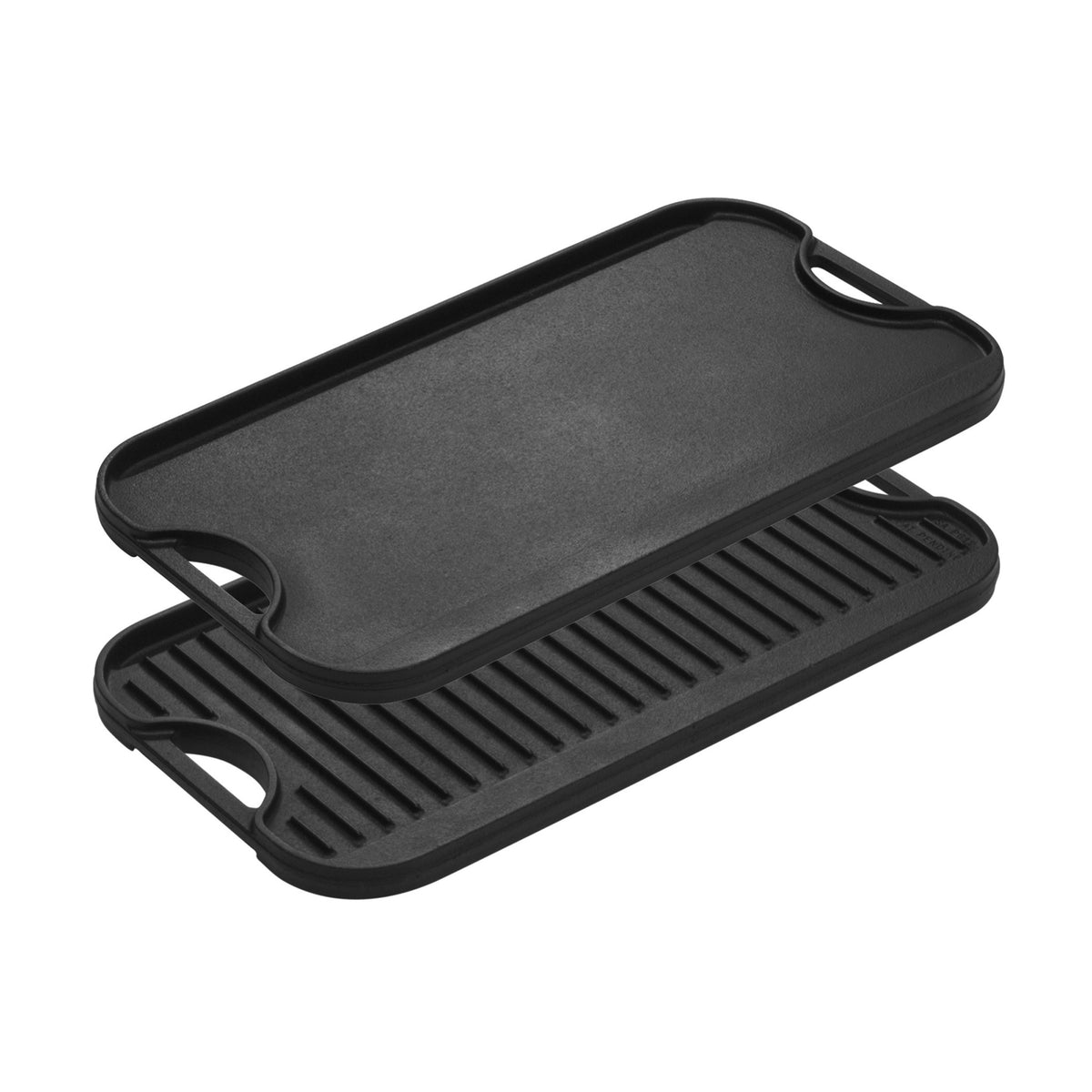 Lodge Chef Collection reversible griddle in black cast iron with flat and ridged sides