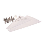 Appetito 18 piece icing set with stainless steel piping nozzles, white piping bags and a cleaning brush