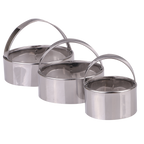 Appetito stainless steel plain scone cutters set, three nested round cutters of different sizes with handles