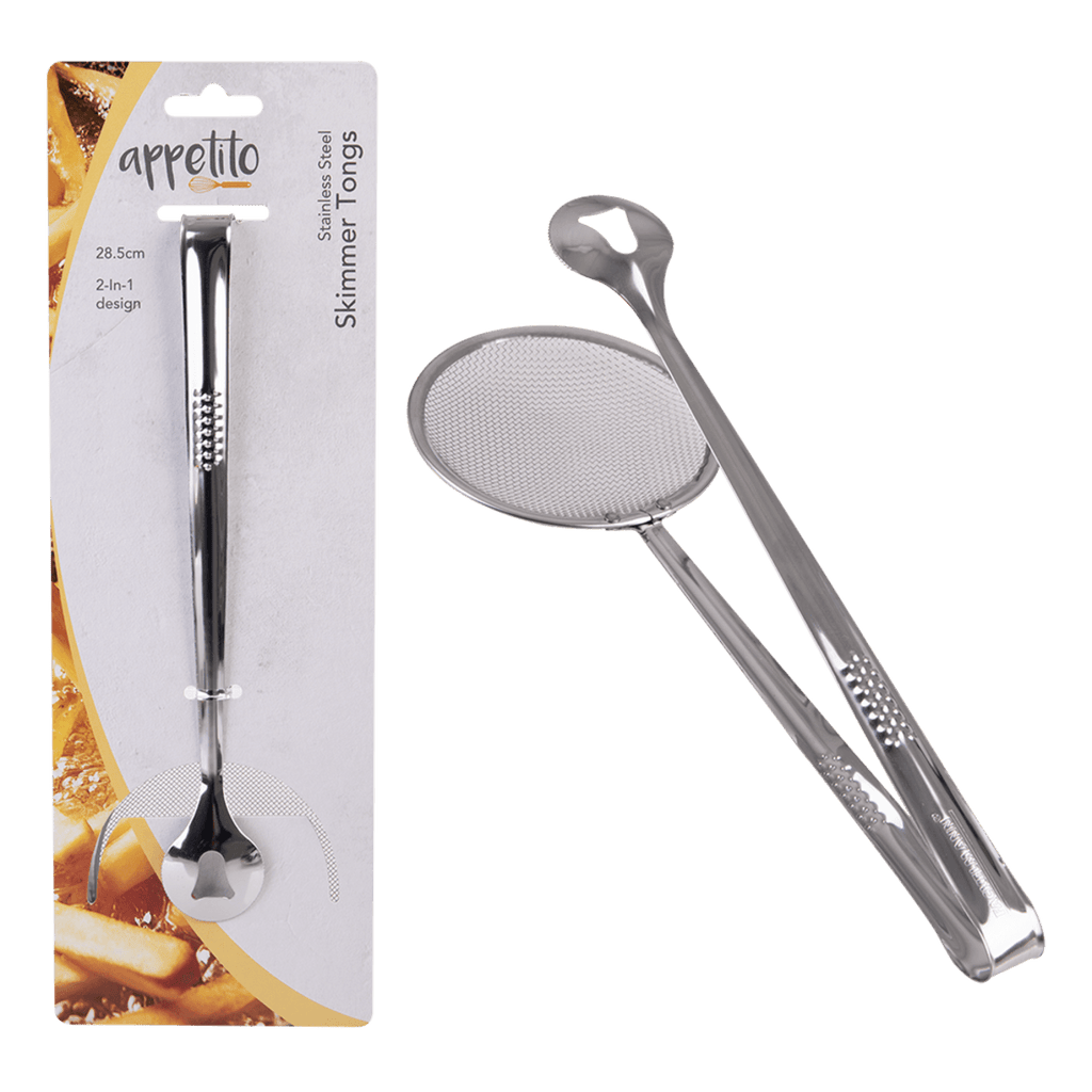 Appetito Stainless Steel Skimmer Tongs