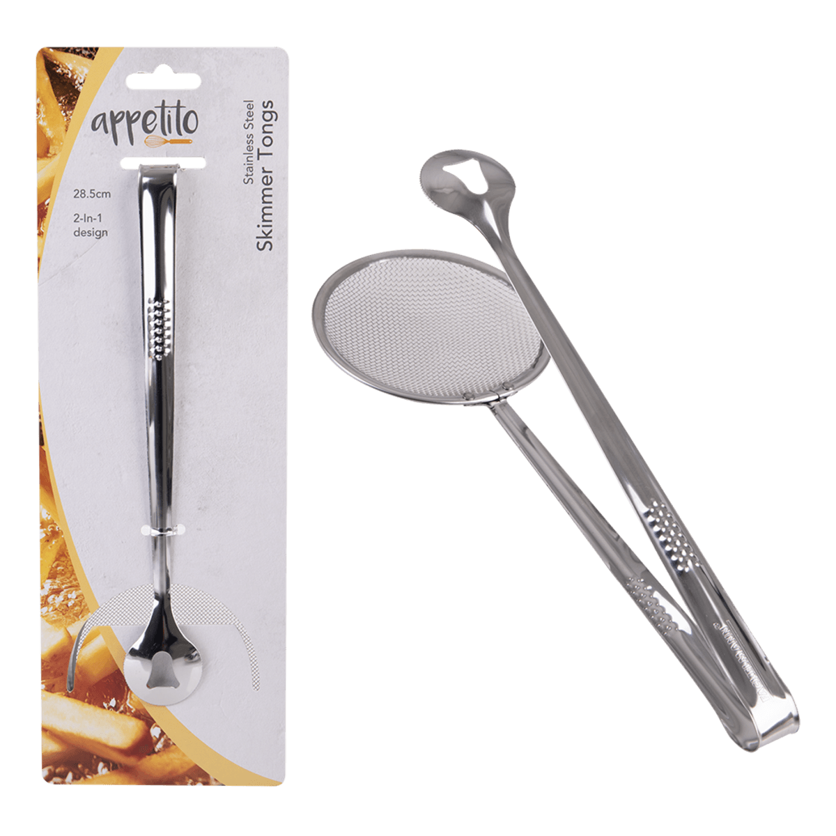 Appetito Stainless Steel Skimmer Tongs