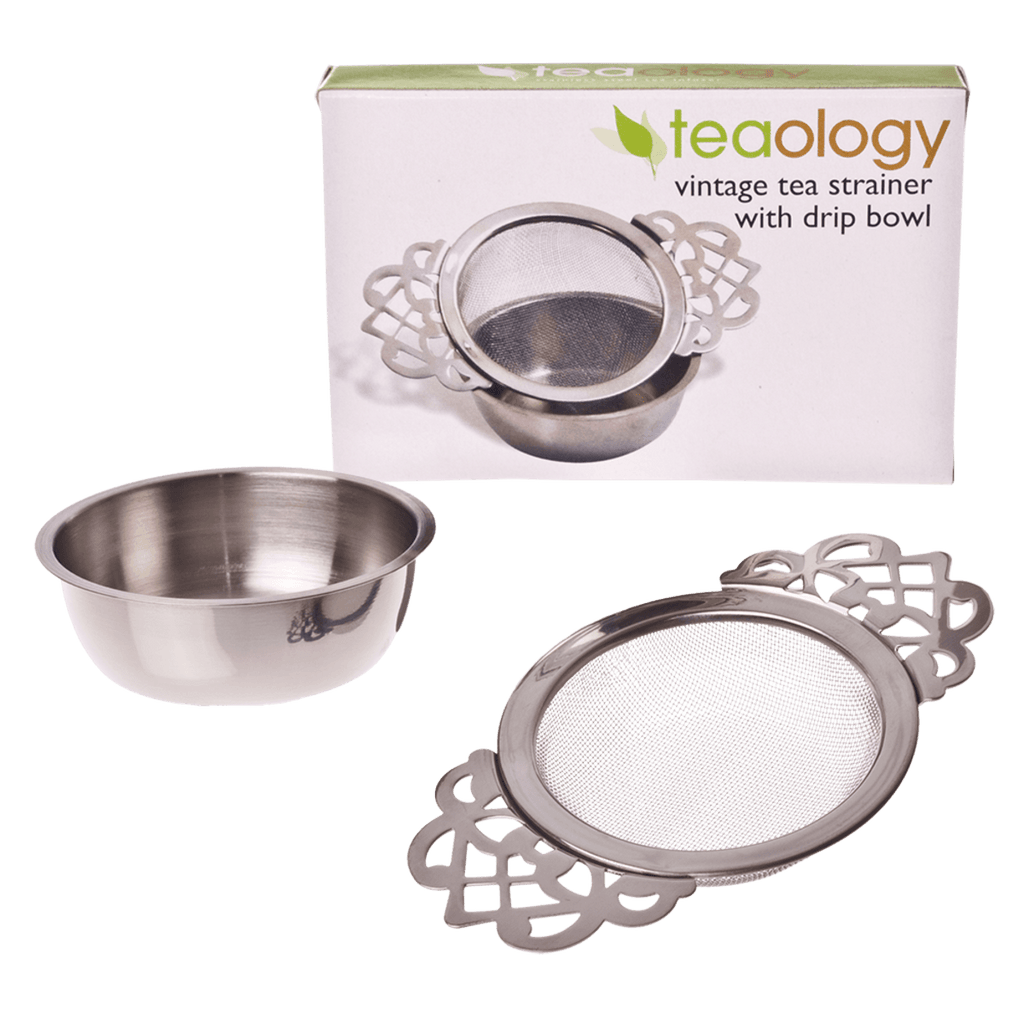 Teaology Vintage Tea Strainer with Drip Bowl