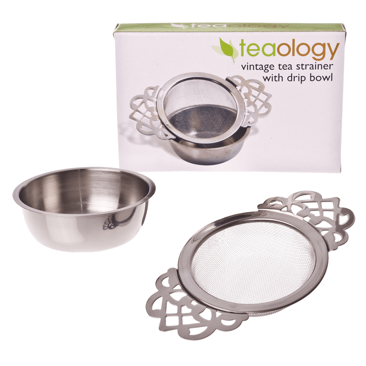 Teaology Vintage Tea Strainer with Drip Bowl
