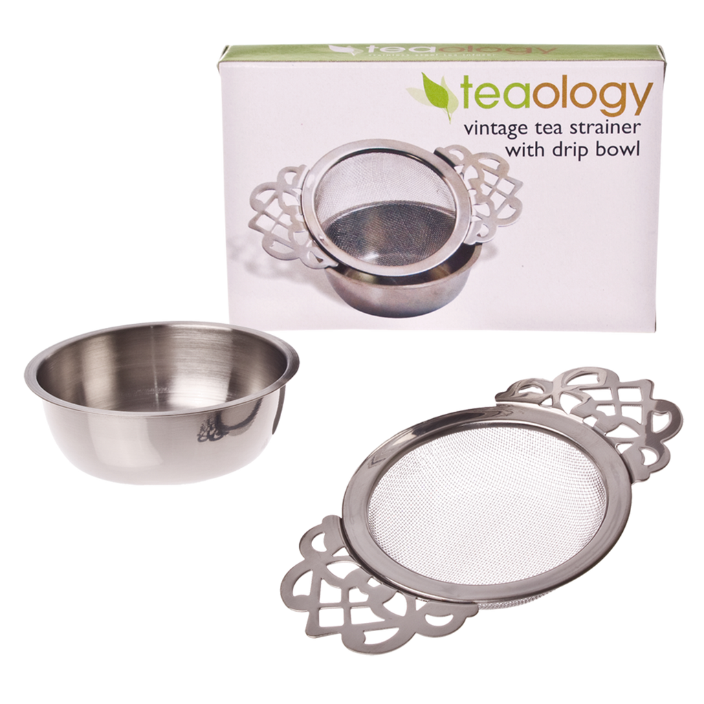 Teaology Vintage Tea Strainer with Drip Bowl