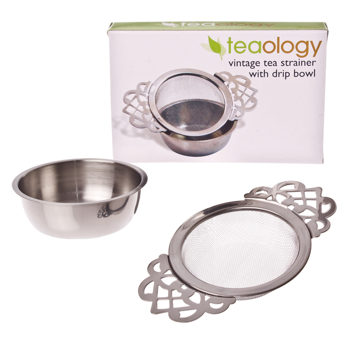 Teaology Vintage Tea Strainer with Drip Bowl