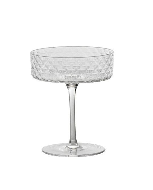 Zafferano Veneziano Mixology champagne goblets, a set of four faceted crystal glasses