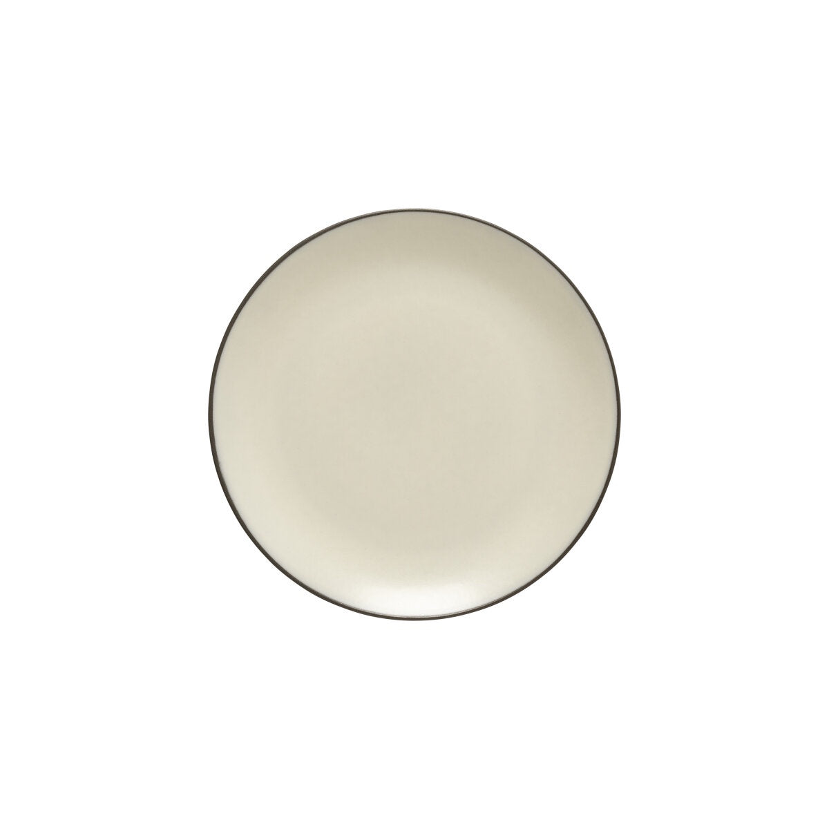 Costa Nova Stacked Organic salad plate in Salt, a cream glazed plate with a dark rim