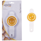 Appetito egg separator in white and yellow, shown on its retail card