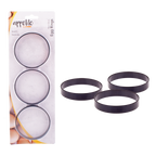 Appetito set of three non-stick egg rings, shown on their retail card and loose