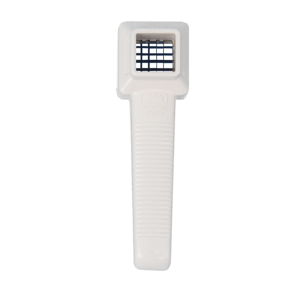 Krisk julienne slicer, a white handheld tool with a steel blade grid at the top