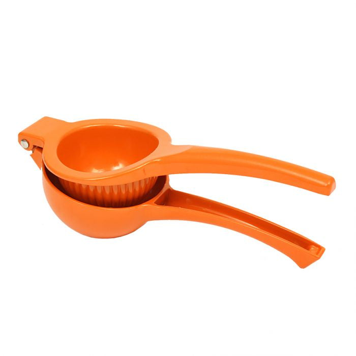 Appetito orange squeezer, a hand-press citrus squeezer in bright orange