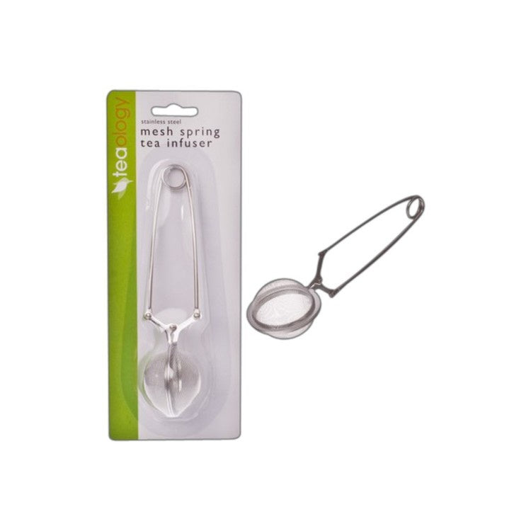 Teaology stainless steel mesh spring tea infuser, shown on its retail card