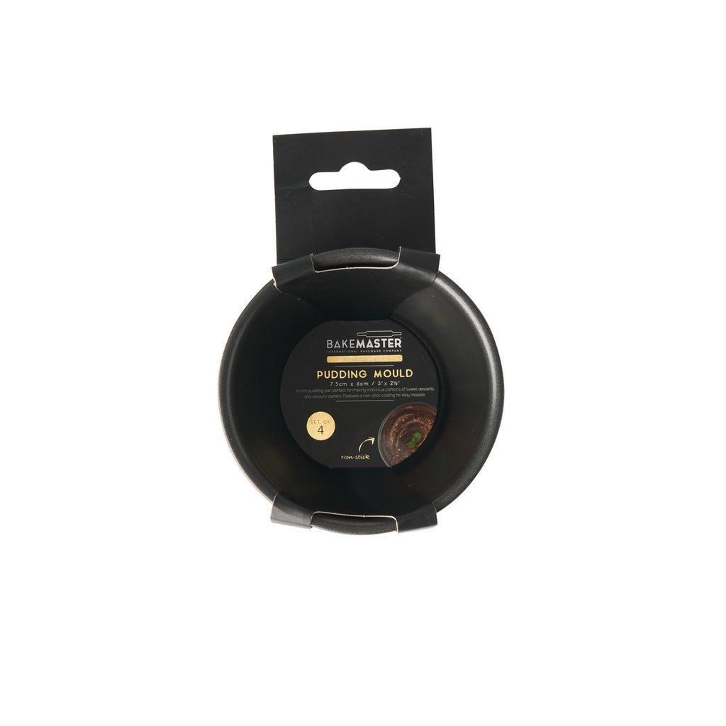 Bakemaster pudding mould set, a black non-stick mould in its packaging