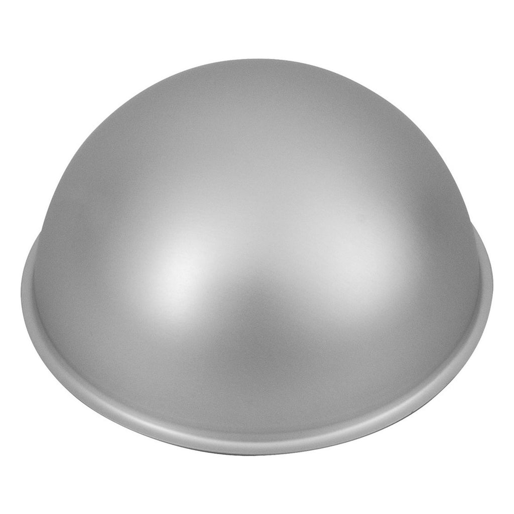 Bakemaster silver anodised hemisphere cake pan, a dome-shaped aluminium tin