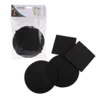 Appetito replacement charcoal filter set, round and square pads shown with their packaging