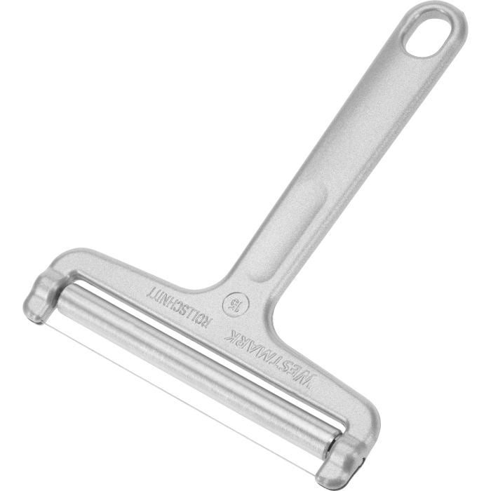 Westmark cheese slicer in stainless steel with a looped handle