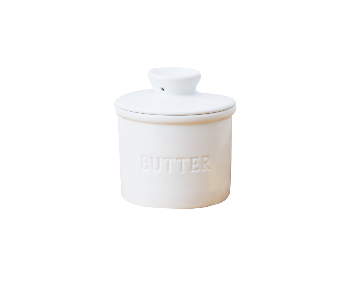 Wilkie Brothers porcelain butter bell in white with Butter lettering