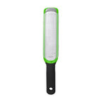 OXO Good Grips etched zester in black and green with a stainless steel grating surface