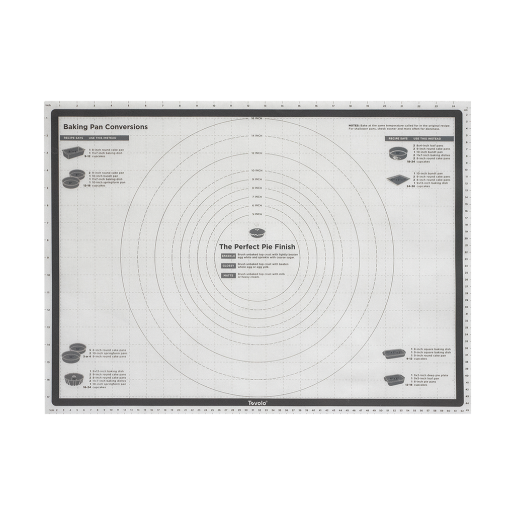 Tovolo Truebake silicone pastry mat, 63.5 x 45.5cm, with printed circles and pan conversion charts