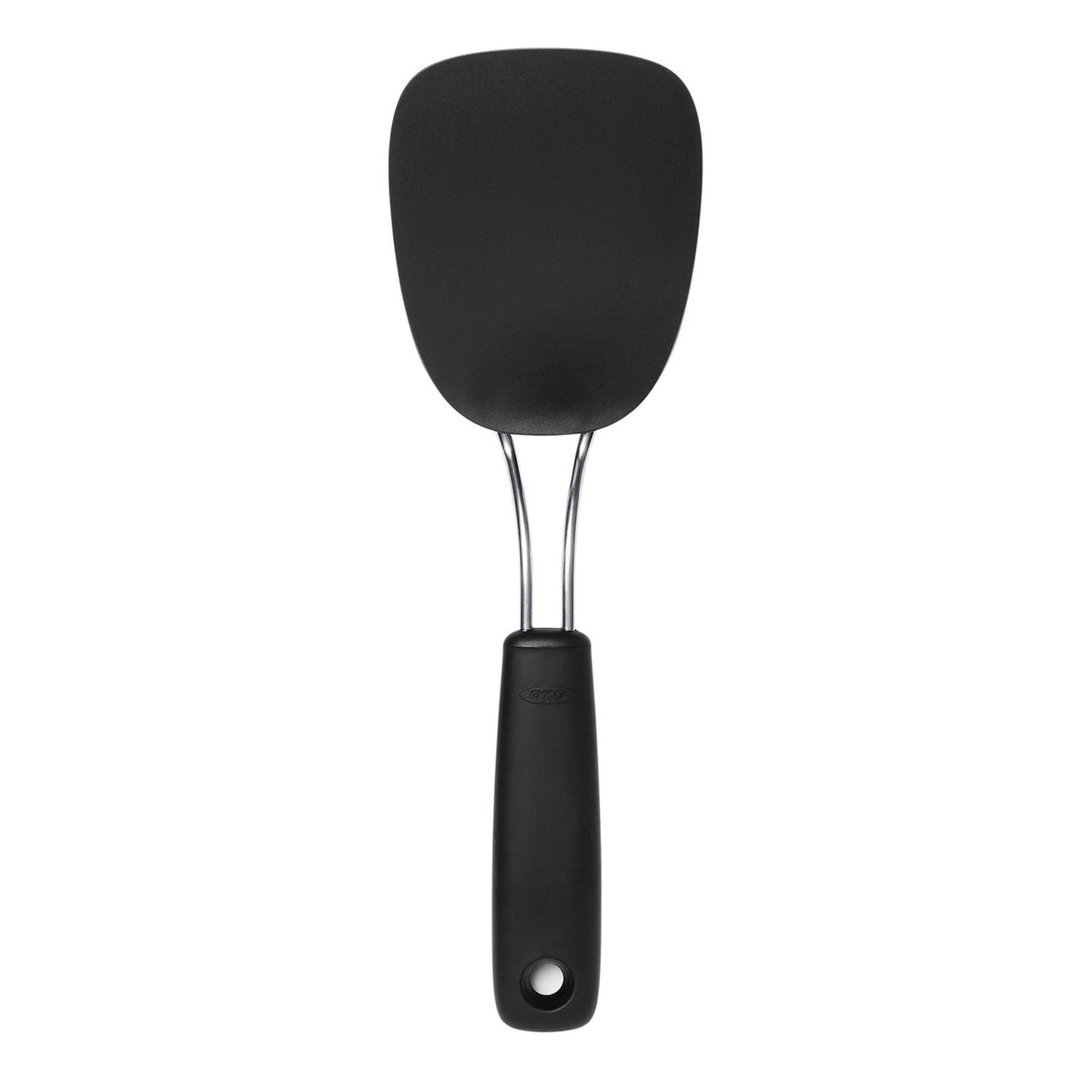 OXO Good Grips small nylon flexible turner with a black head and handle