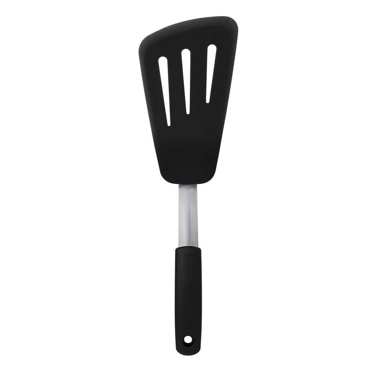 OXO Good Grips silicone flexible omelet turner with a black head and a handle