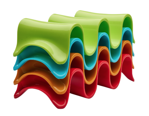 Prepara Taco Holders Set of four wave-shaped holders in green, blue, orange and red, stacked together