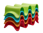 Prepara Taco Holders Set of four wave-shaped holders in green, blue, orange and red, stacked together