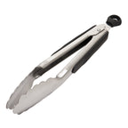OXO Good Grips 23cm tongs in stainless steel with black grips and a locking loop