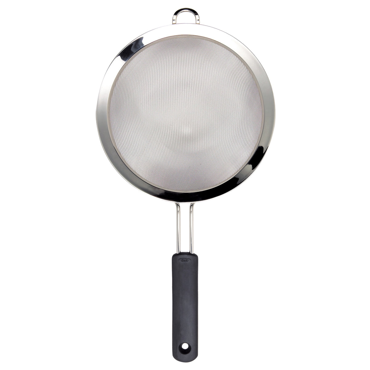 OXO Good Grips strainer, 20cm, in stainless steel with a black handle