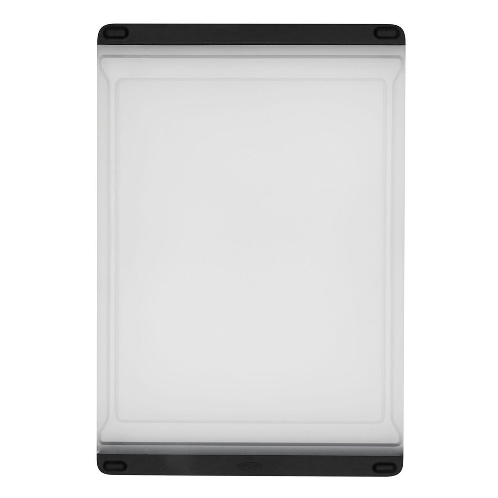 OXO Good Grips prep cutting board in white with black corner edges