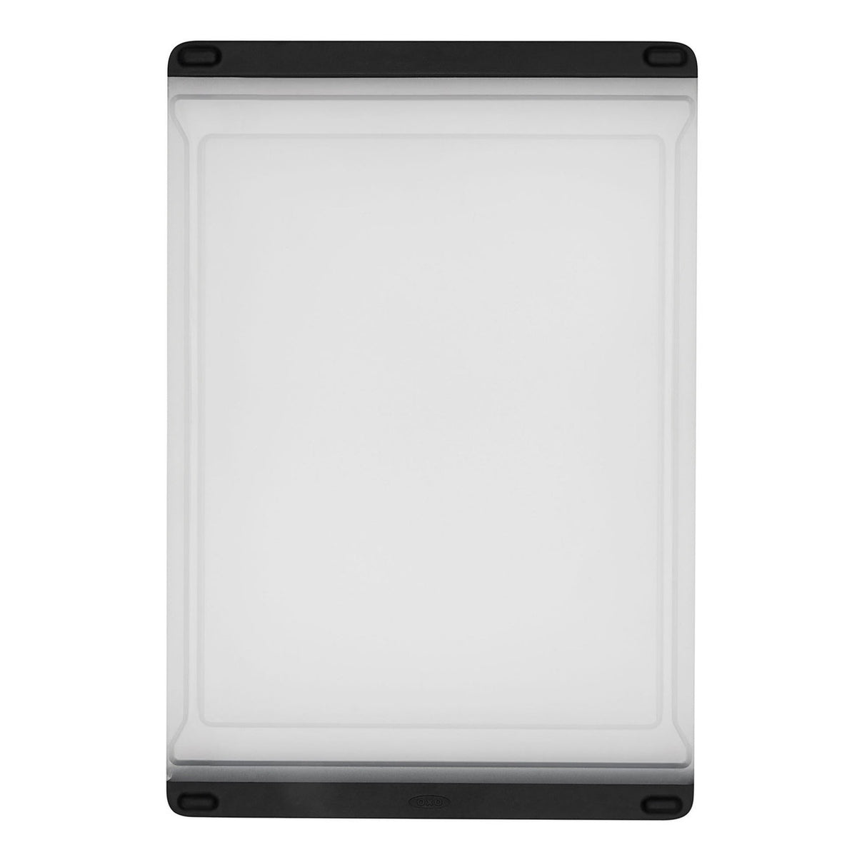 OXO Good Grips prep cutting board in white with black corner edges