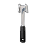 OXO Good Grips die cast meat tenderizer in polished metal with a black grip
