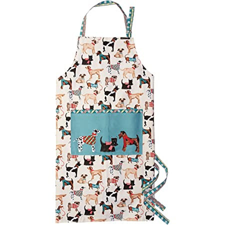 Ulster Weavers Hound Dog cotton apron with a print of dogs, shown on a mannequin