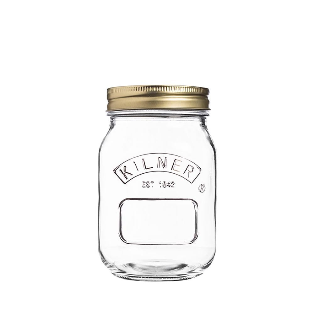 Kilner genuine preserve jar, 500ml, in clear glass with a gold lid