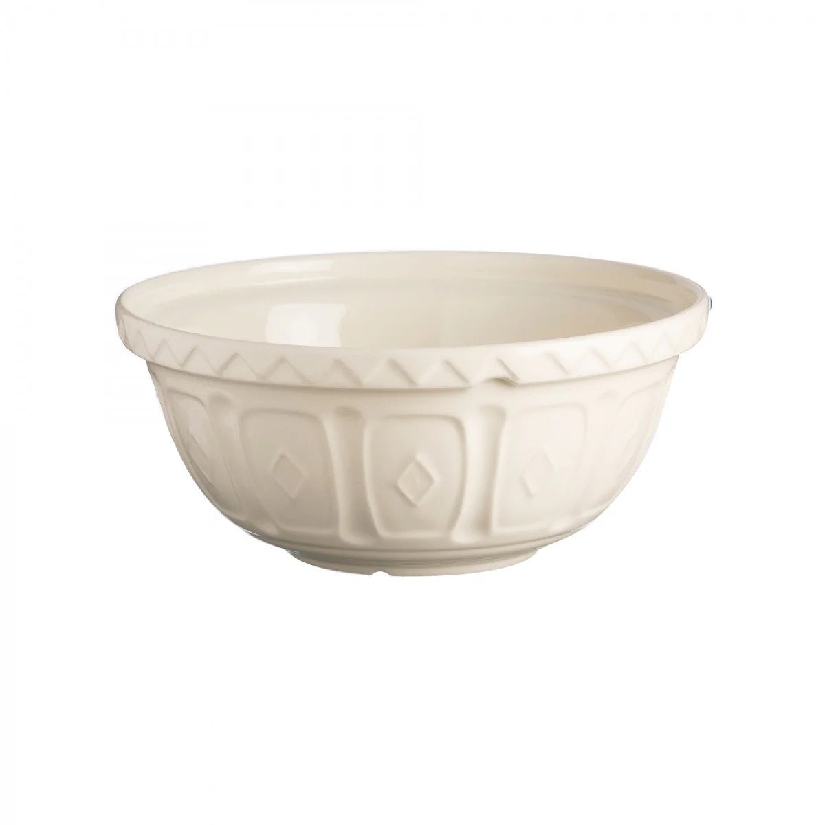 Mason Cash mixing bowl in cream with an embossed diamond pattern