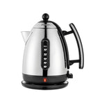 Dualit Lite 1.5 litre jug kettle in polished steel with a black base, handle and lid knob