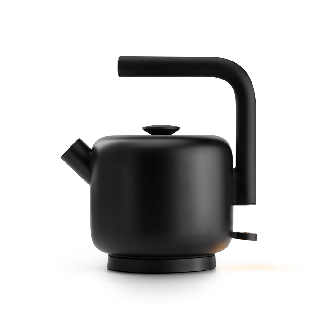 Fellow Clyde electric tea kettle in matte black with an angular spout and handle