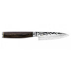 Kai Shun Premier paring knife, 10cm, with a hammered Damascus blade and a dark wood handle