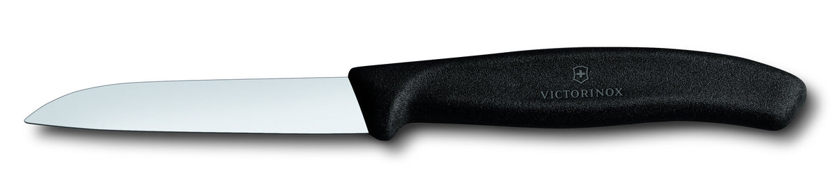 Victorinox straight paring knife, 8cm, with a black handle