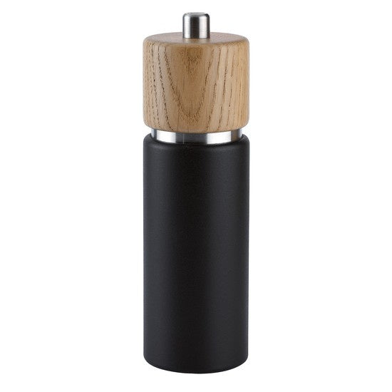 Zassenhaus Hannover salt mill, 18cm, in black with a natural wood top