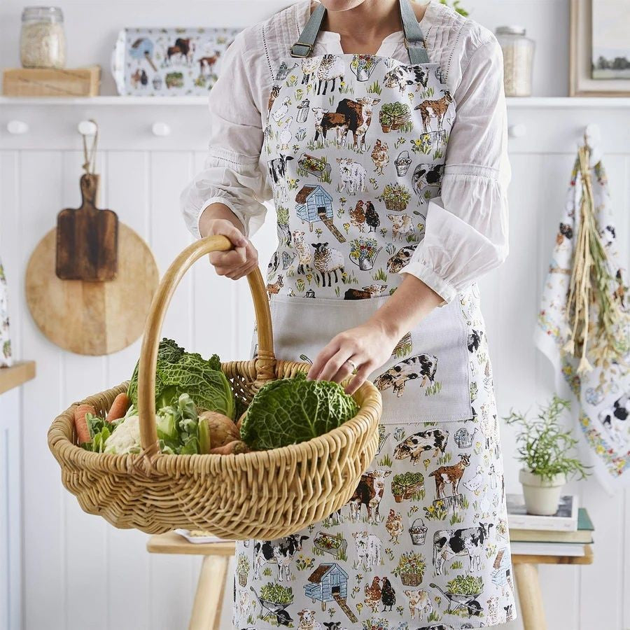 Portman Farm Cotton Apron in Grey