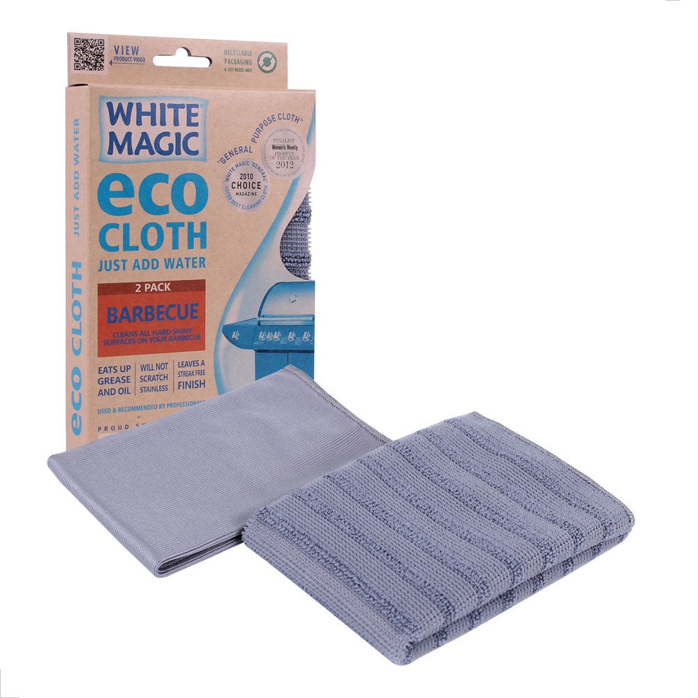 White Magic Eco Cloth Barbecue two pack with grey-blue cloths and their box