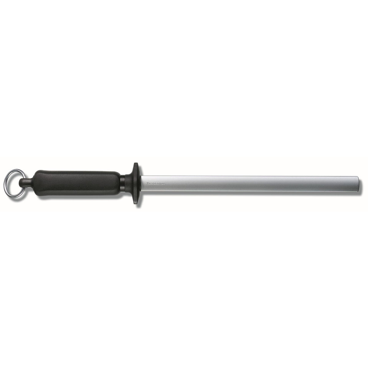 Victorinox oval diamond sharpening steel with a round rod and a black handle