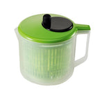 Zeal salad spinner in green and clear plastic with a crank handle