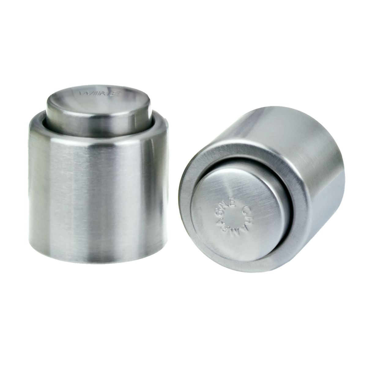 Bartender Hey Presto stainless steel wine and champagne stoppers, a pair of steel stoppers